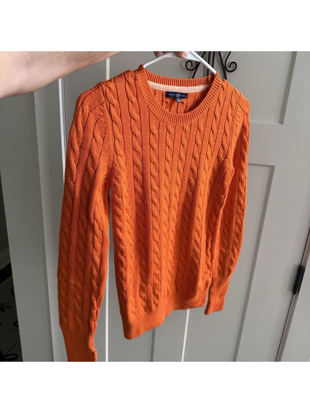 Gap Womens S Orange Cable Knit Crew Neck Long Sleeve Pullover Sweater - Picture 3 of 8